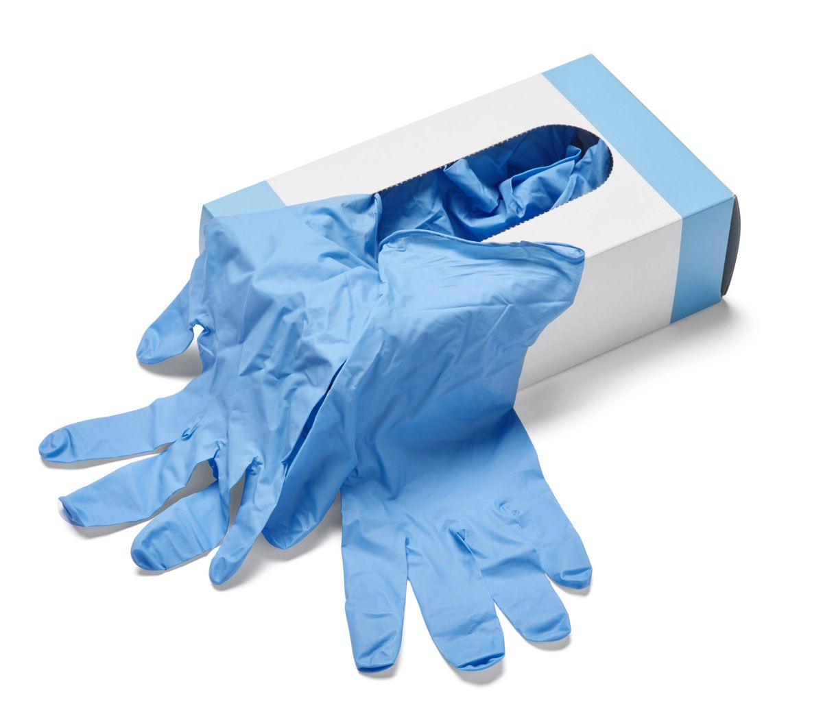 Box of blue nitrile gloves