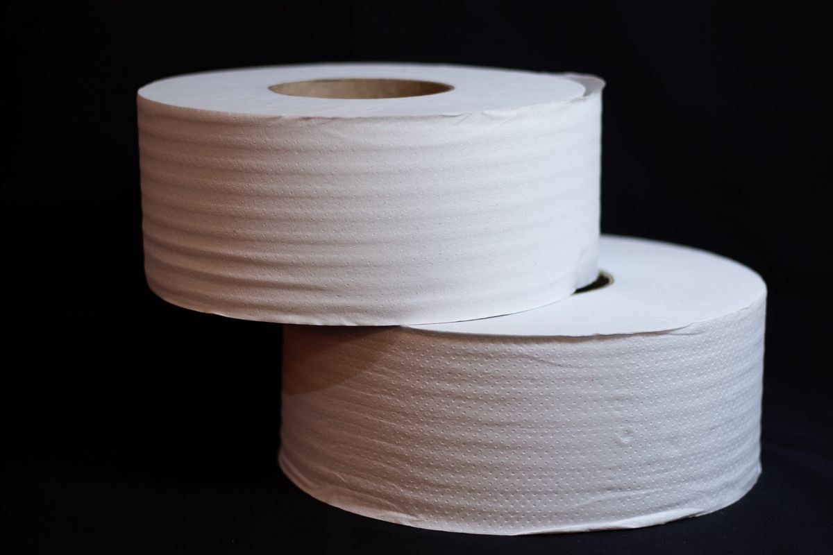 Rolls of jumbo toilet paper